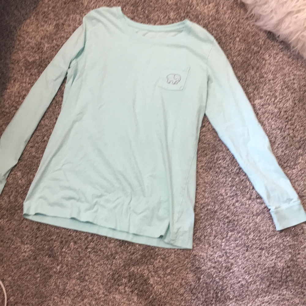 This is a long sleeve teal ivory Ella shirt!